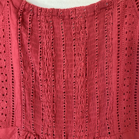 Gianni Bini Blush Eyelet Lace Pattern Puff Sleeves Fit and Flare Dress - Picture 9 of 11